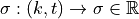 \sigma: (k, t) \rightarrow \sigma \in \mathbb{R}